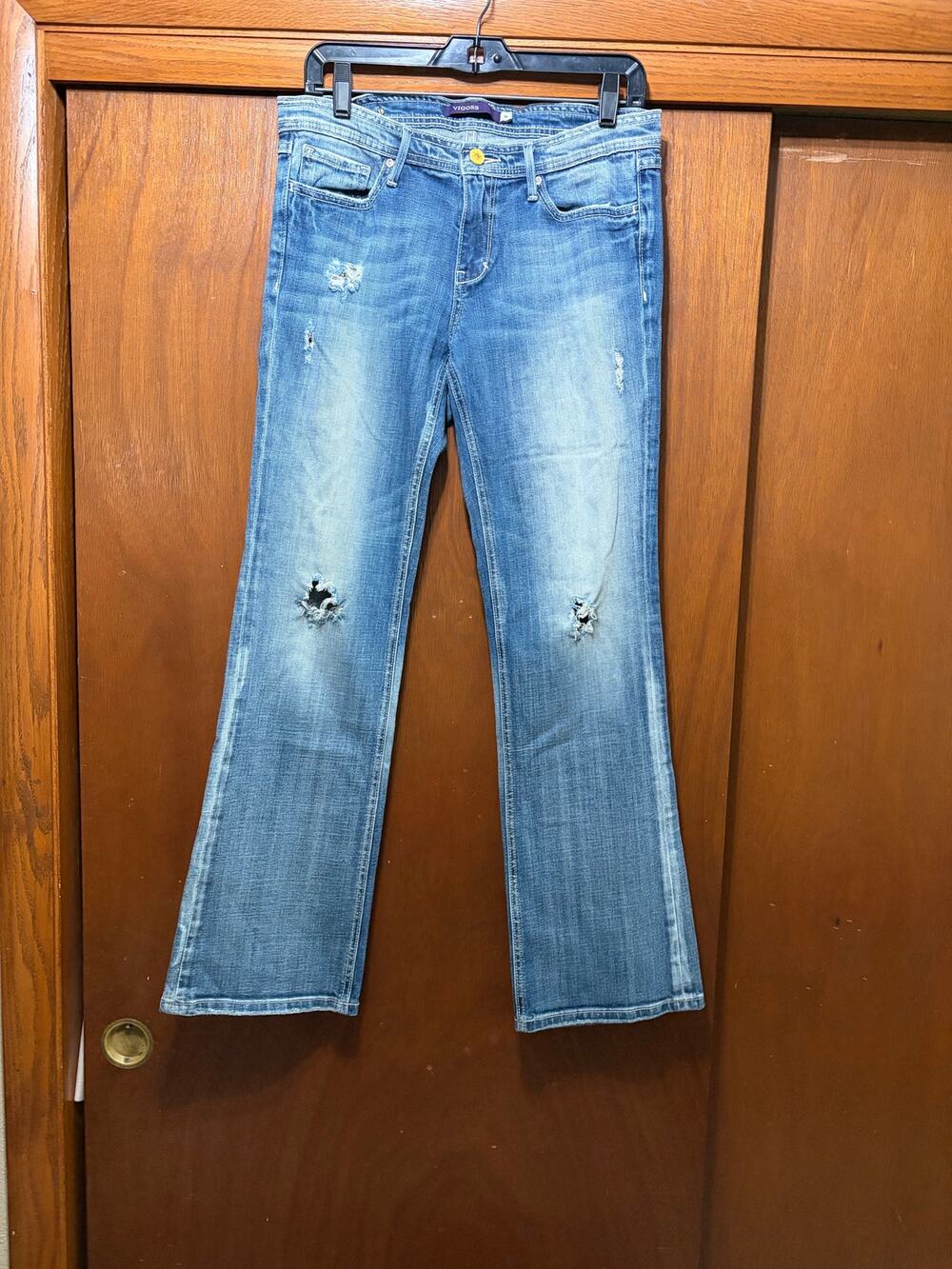 Vigoss Distressed Bootcut Jeans Women's Size 9 Medium Wash Stretch Denim